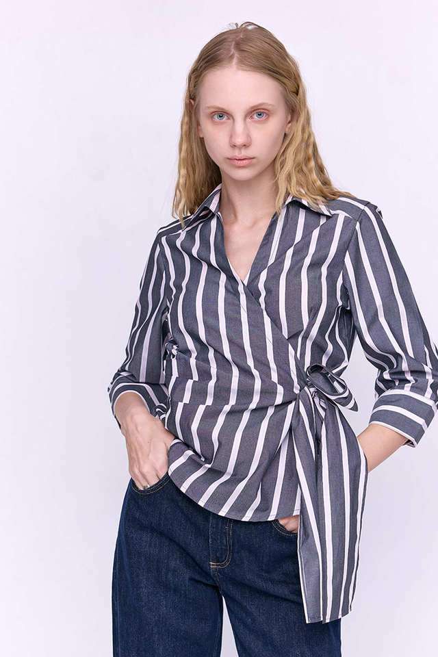cover story Stripes Cotton Collared Women's Top-picture-16