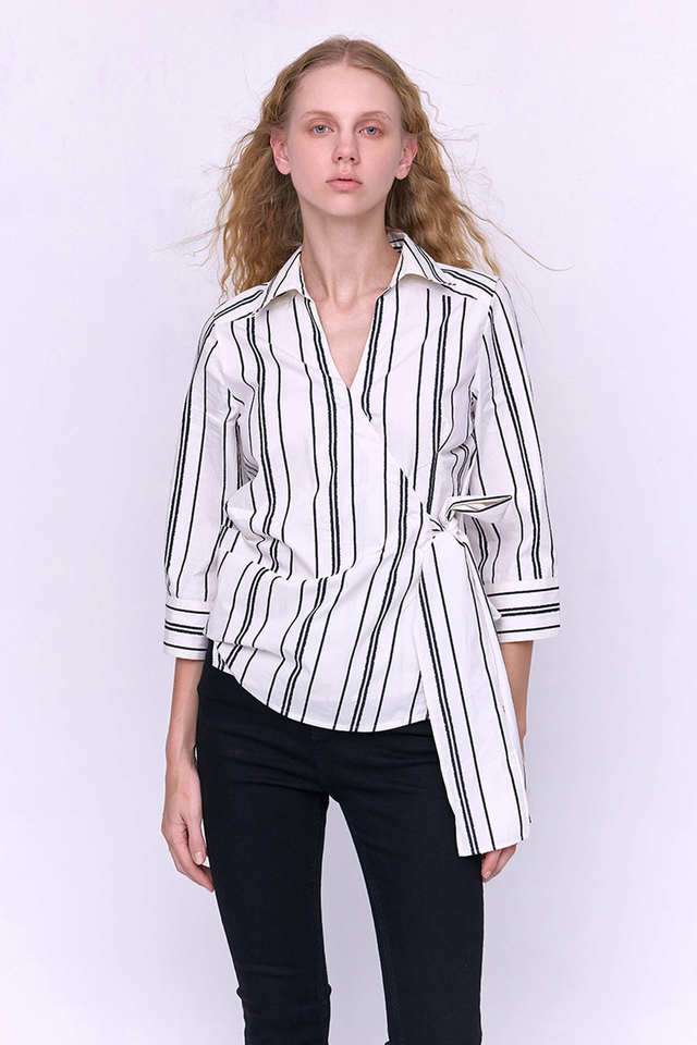 cover story Stripes Cotton Collared Women's Top-picture-29