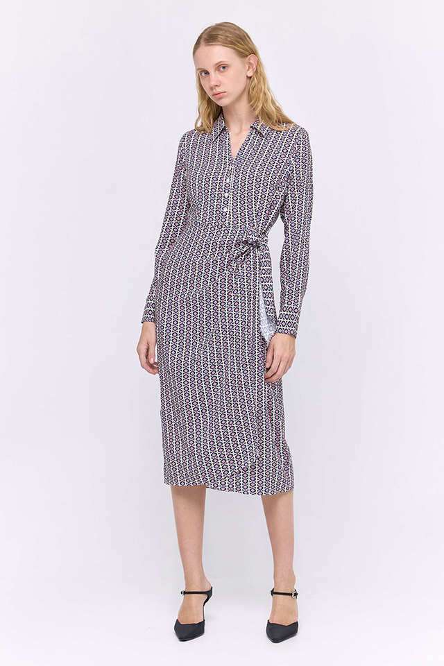 Printed Rayon Collared Women's Midi Dress-image-48
