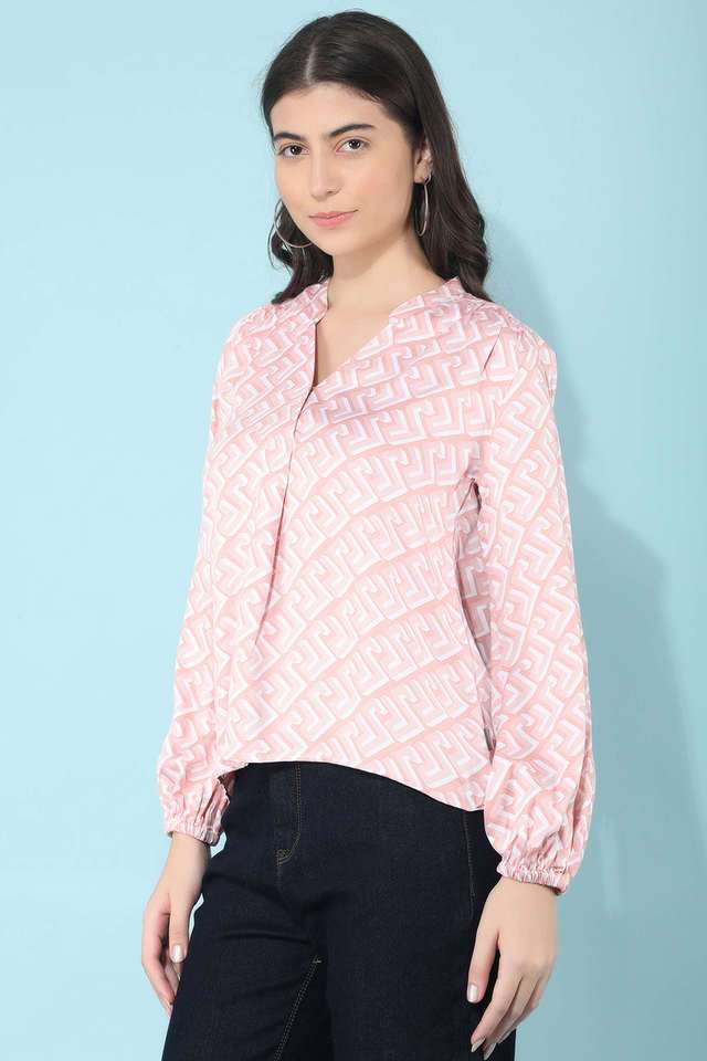 crimsoune club Printed Lyocell V-Neck Women Top-picture-24