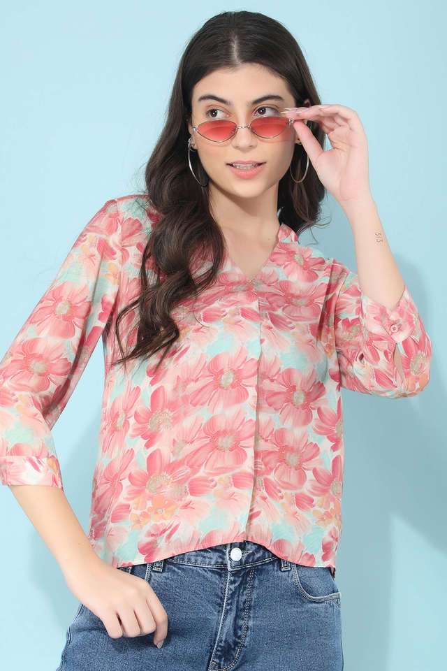 crimsoune club Floral Polyester V-Neck Women Top-picture-28