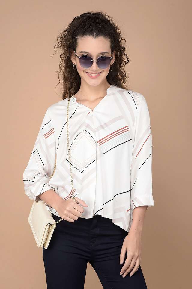 Printed Viscose V-Neck Women Top-image-43
