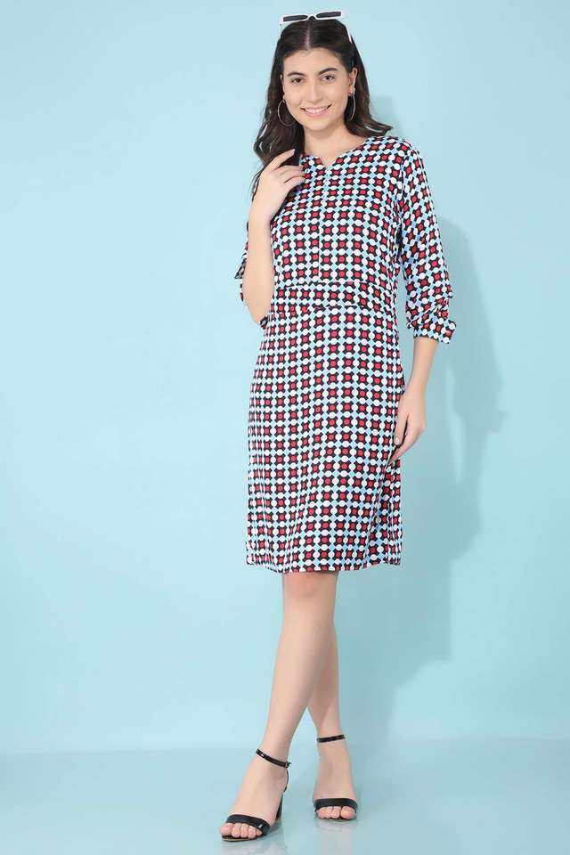 crimsoune club Printed V-Neck Lyocell Women Dress-picture-22