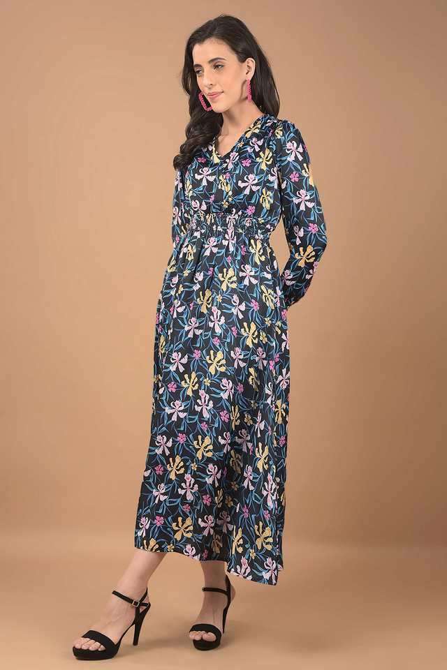 crimsoune club Floral V-Neck Polyester Women Dress-picture-39