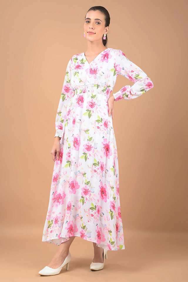 crimsoune club Floral V-Neck Polyester Women Dress-picture-22