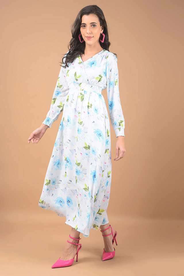 crimsoune club Floral V-Neck Polyester Women Dress-picture-40