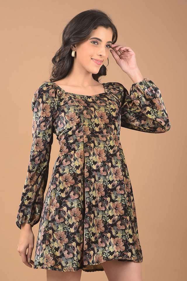 crimsoune club Floral Square Neck Polyester Women Dress-picture-38