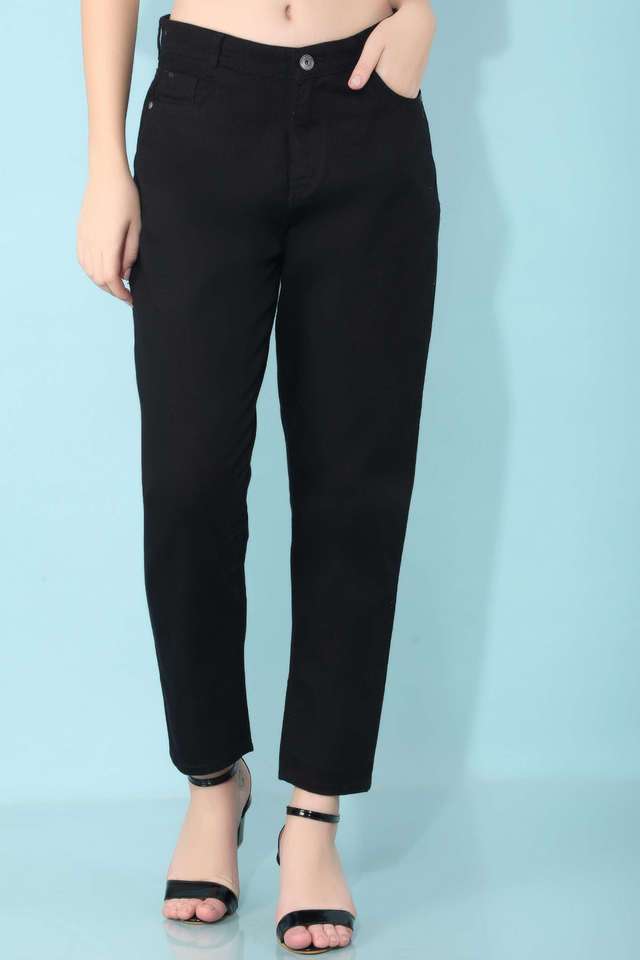 Mid Rise Dark Wash Blended Fabric Mom Fit Women's Jeans-image-37