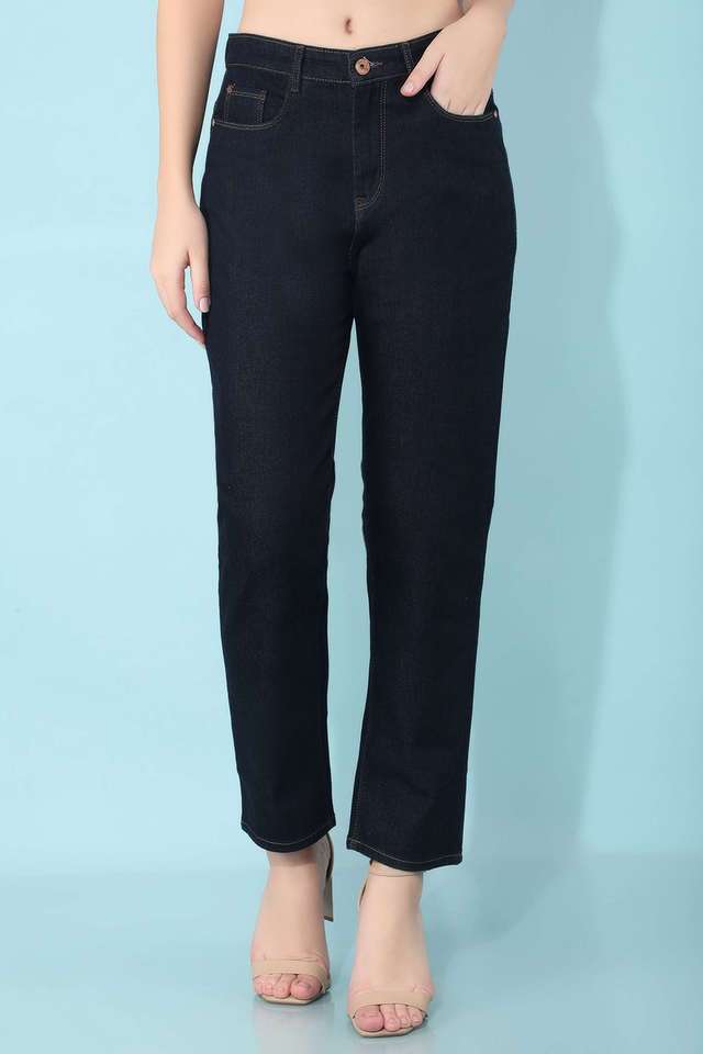 crimsoune club Mid Rise Dark Wash Blended Fabric Straight Fit Women's Jeans-picture-26