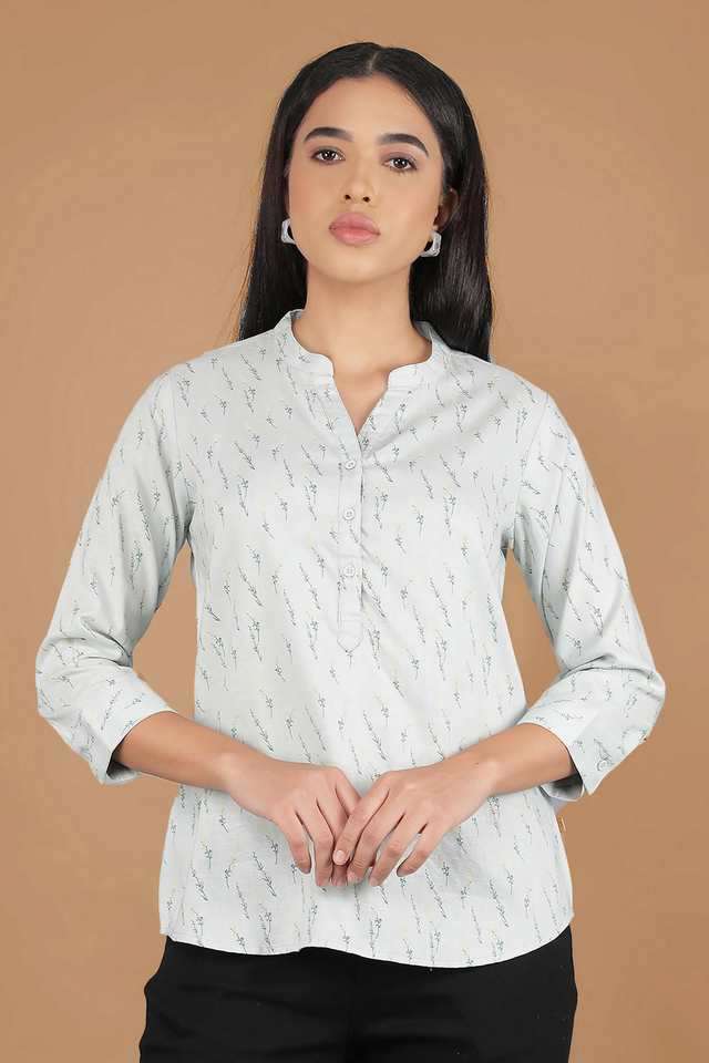 crimsoune club Floral Blended Fabric Collared Women Top-picture-15