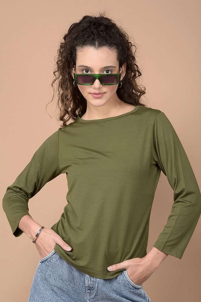 crimsoune club Solid Blended Fabric Round Neck Women Top-picture-25