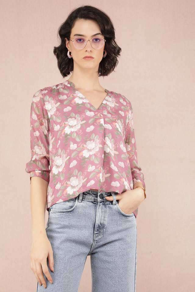 crimsoune club Floral Polyester V-Neck Women Top-picture-23