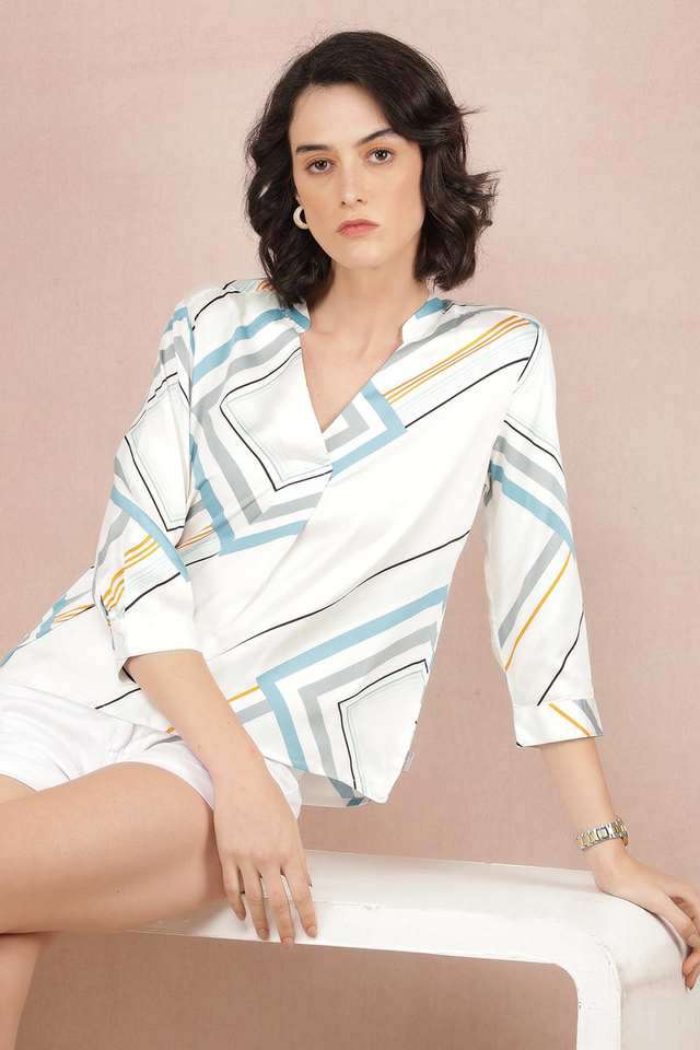 crimsoune club Printed Viscose V-Neck Women's Top-picture-13