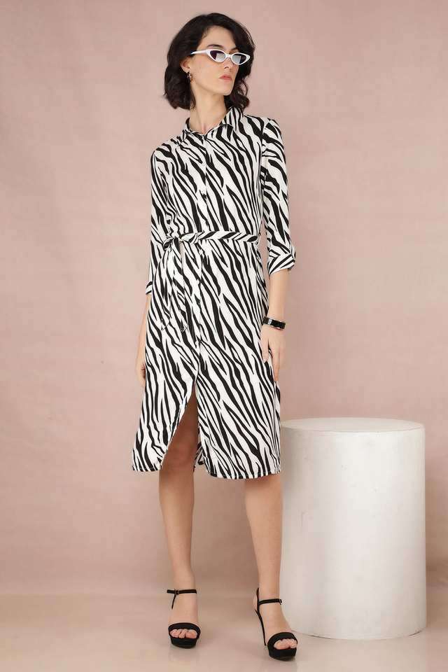 crimsoune club Abstract Collared Viscose Women Dress-picture-37