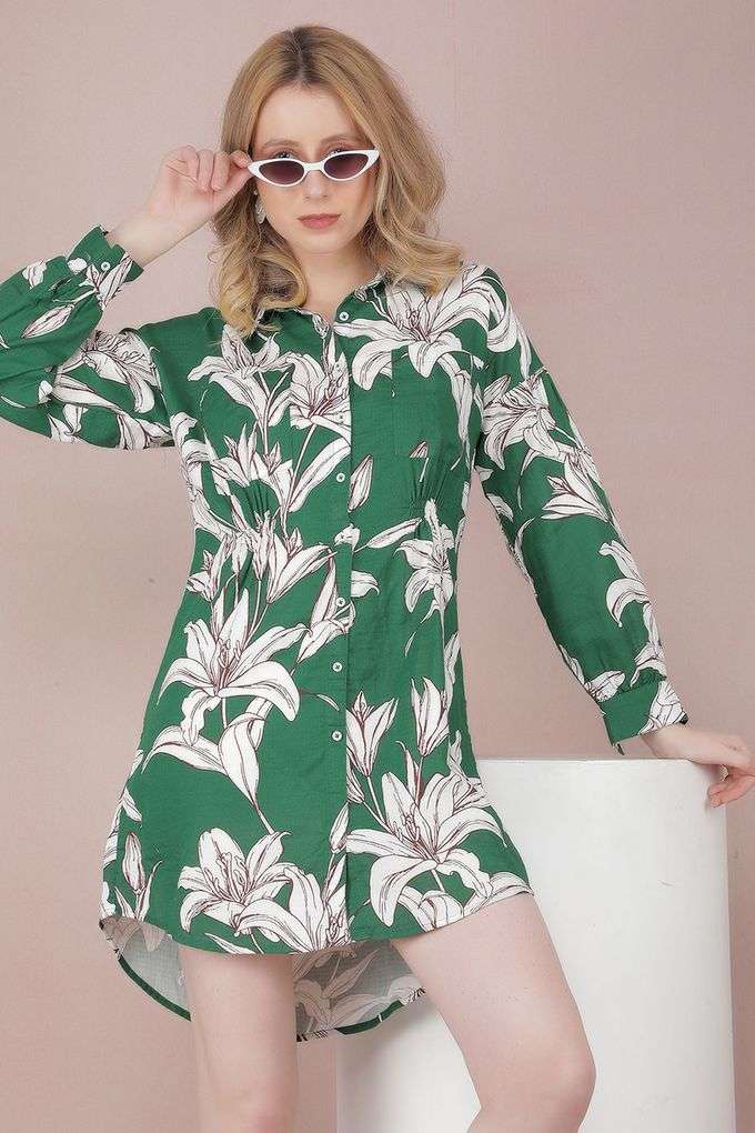 crimsoune club Floral Cotton Collared Women's Mini Dress-picture-36