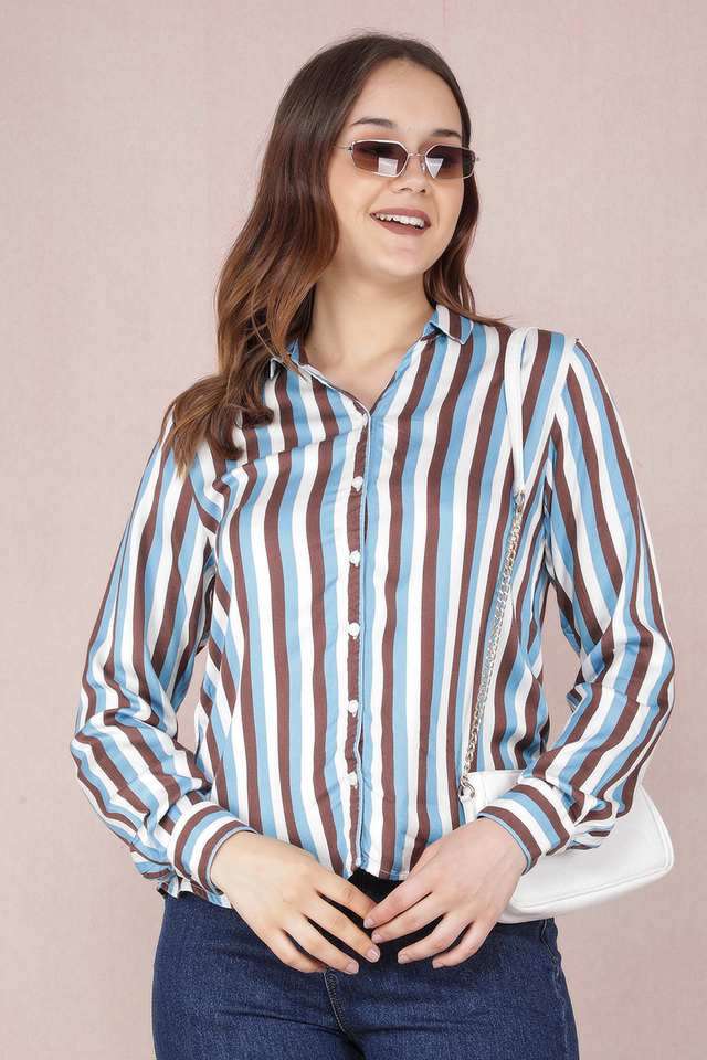 crimsoune club Stripes Collared Viscose Women Casual Wear Shirt-picture-36