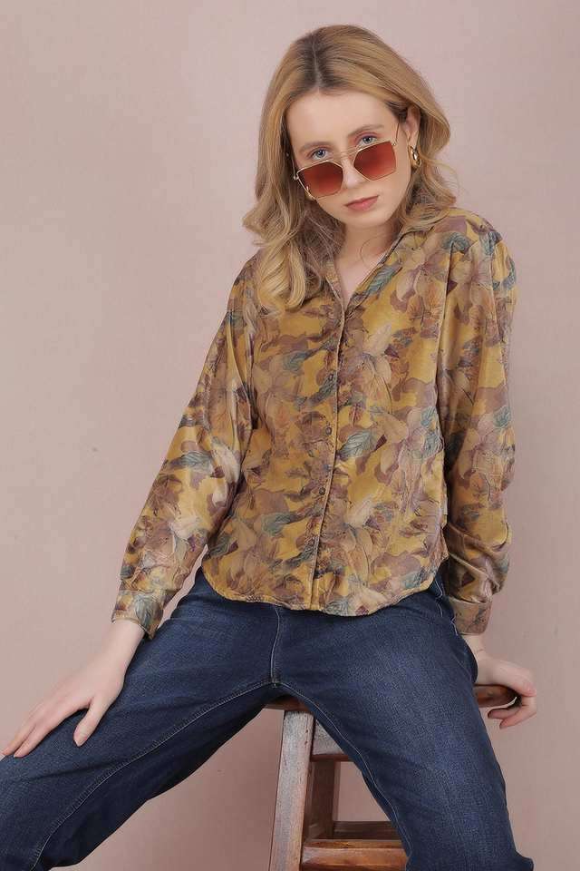 Floral Polyester Slim Fit Women's Shirt-image-46