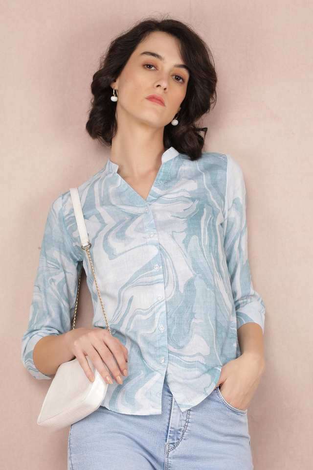 crimsoune club Abstract V-Neck Blended Fabric Women Casual Wear Shirt-picture-29