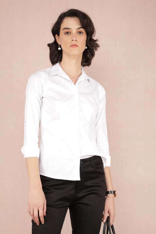 crimsoune club Solid Collared Blended Fabric Women Casual Wear Shirt-picture-22