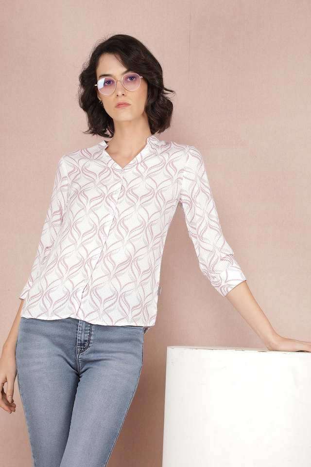 crimsoune club Printed V-Neck Viscose Women Casual Wear Shirt-picture-26