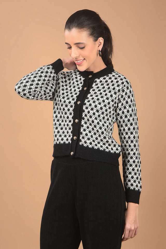 Embroidered-Blended-Fabric-Round-Neck-Women-s-Cardigan