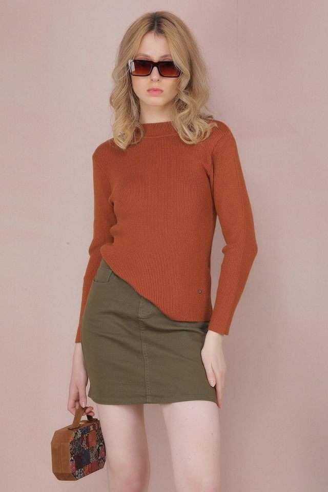 Solid-Round-Neck-Blended-Fabric-Women-s-Winter-Wear-Sweater