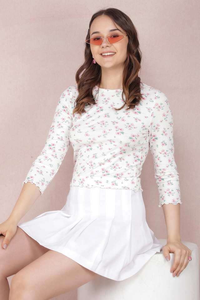 crimsoune club Floral Blended Fabric Round Neck Women Top-picture-36
