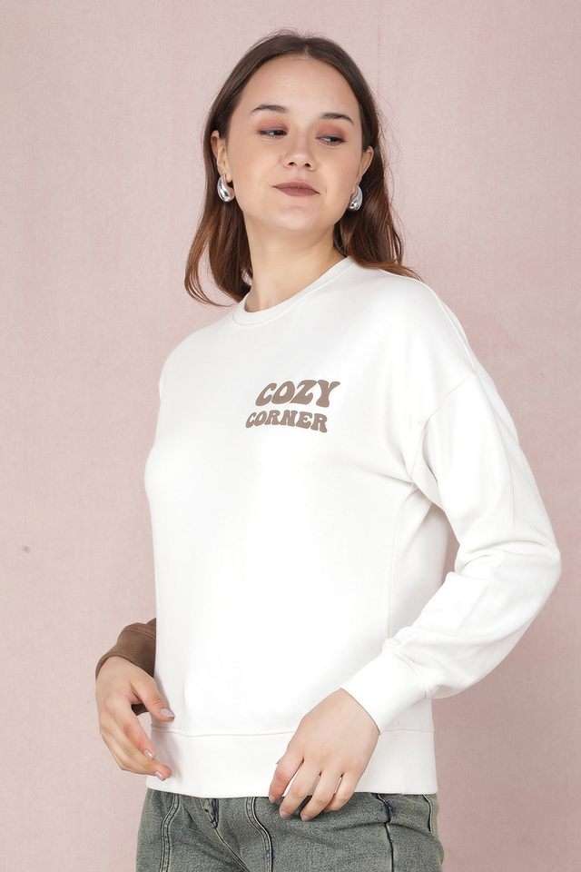 Typographic-Round-Neck-Blended-Fabric-Women-Sweatshirt