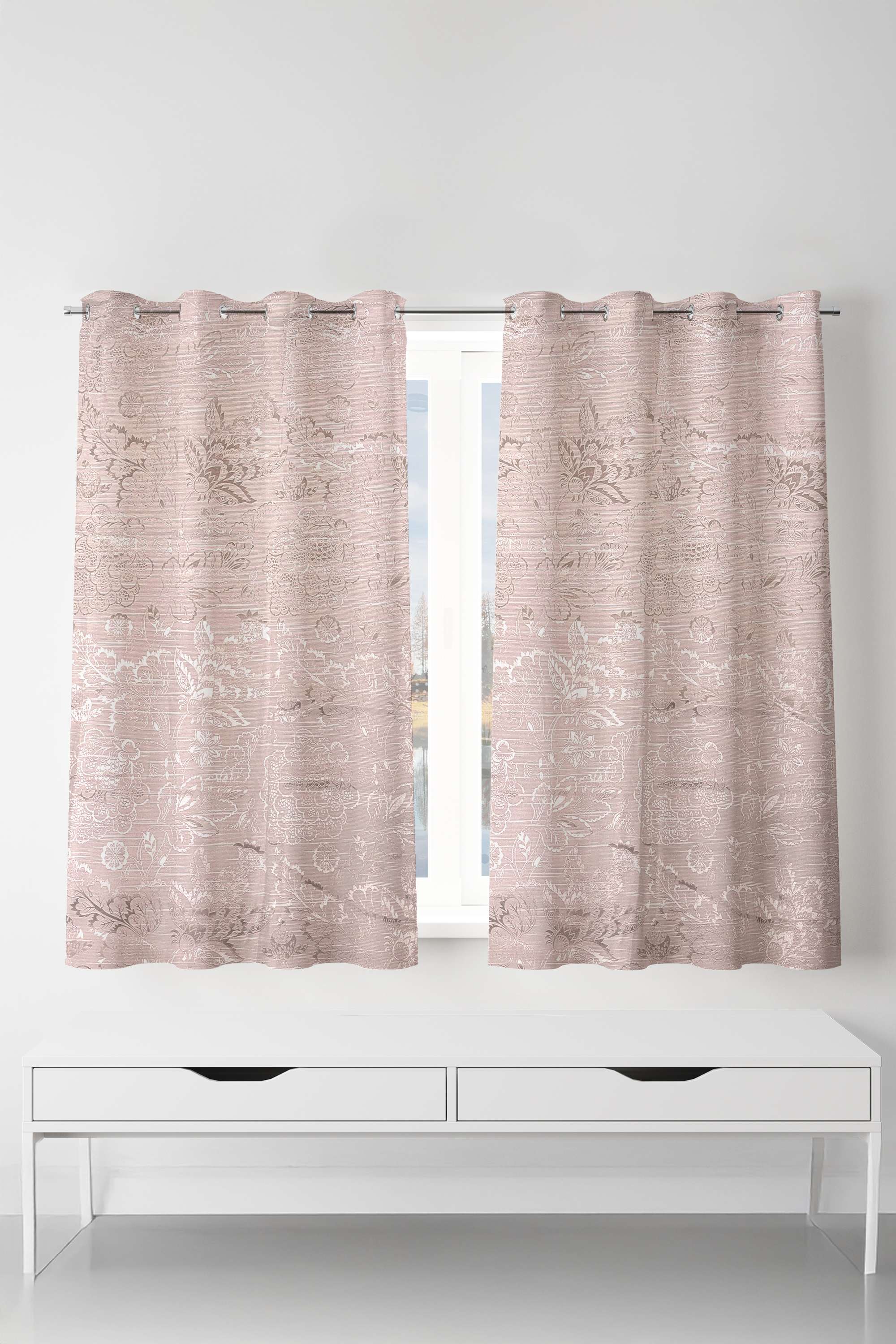 Pristine-Jacobean-Jacq-Blush-Window-Curtains-S/2