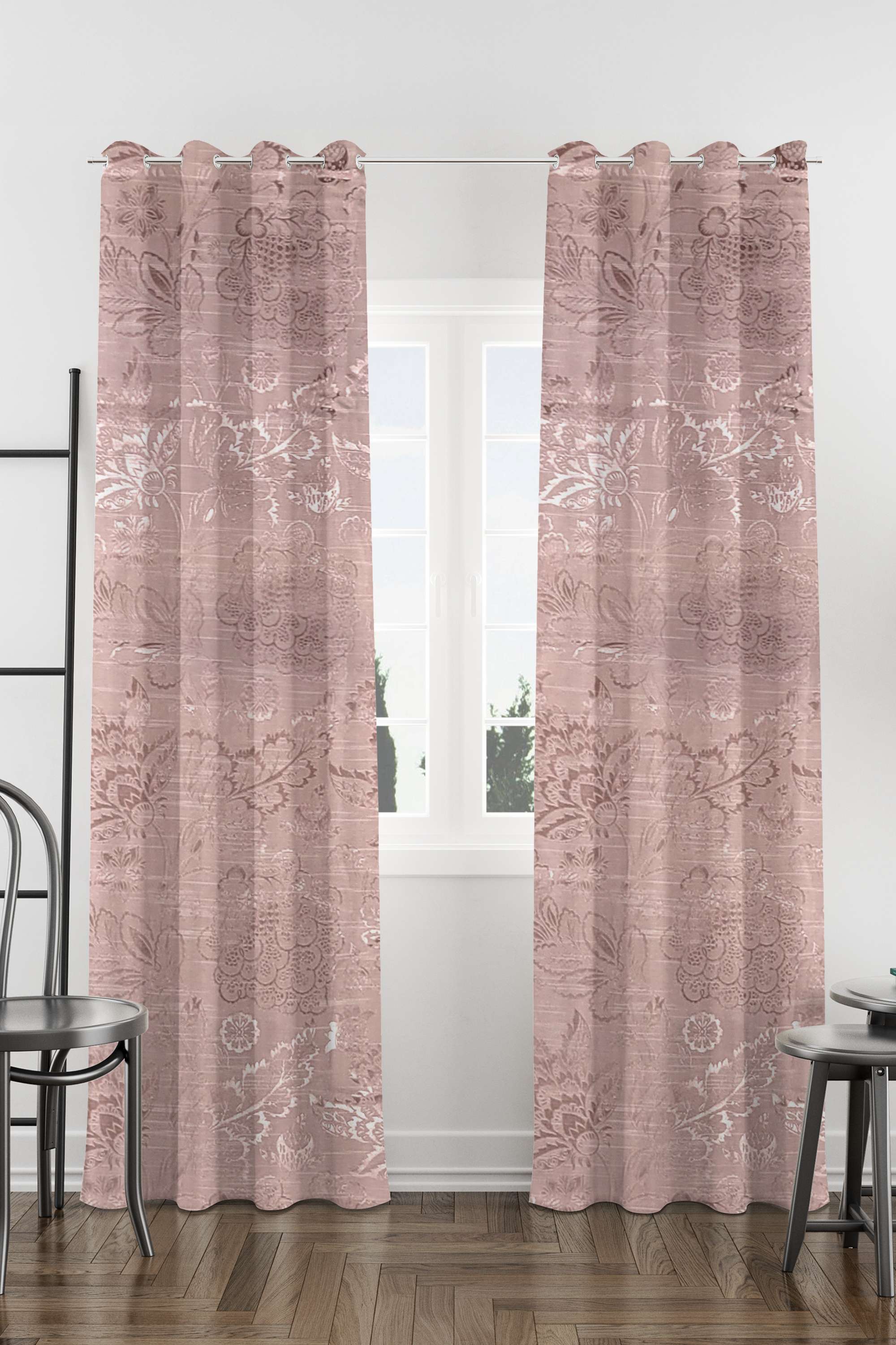Pristine-Jacobean-Jacq-Blush-Door-Curtains-S/2