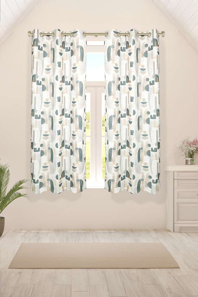 Adorne-Printed-Modern-Neutral-Window-Curtains-Set-Of-2
