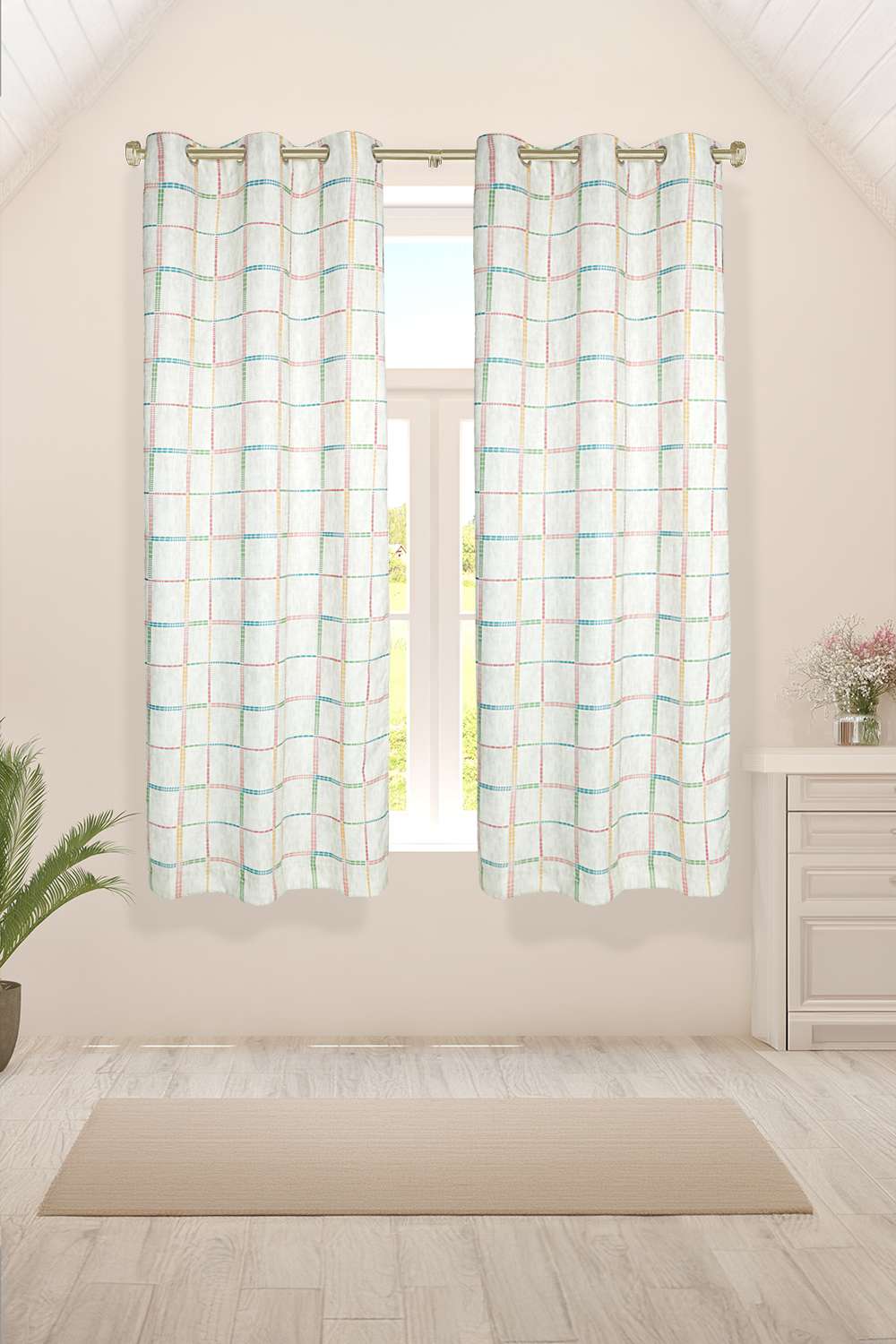 Adorne-Printed-Check-Multi-Window-Curtains-Set-Of-2