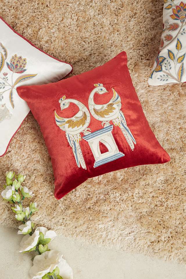 Kalamkari-Peacock-Rust-Cushion-Cover-30x30-CC