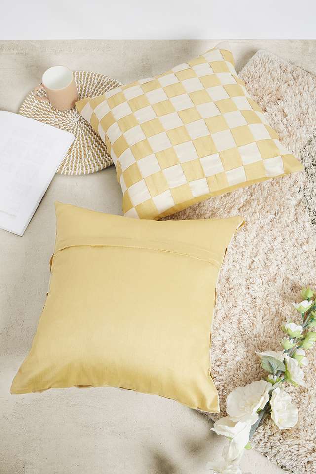 Mirage-Check-Block-S/2-Gold-40x40-Cushion-Cover