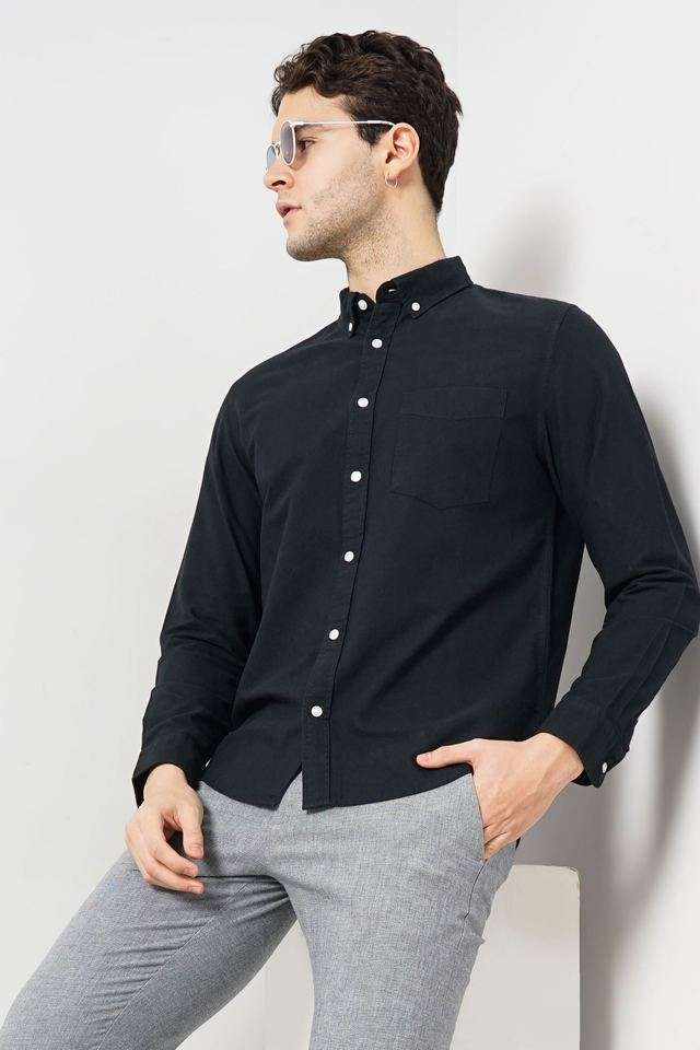 Solid-Cotton-Regular-Fit-Men-s-Casual-Wear-Shirt