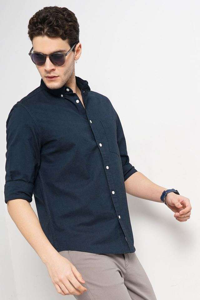 Solid-Cotton-Regular-Fit-Men-s-Casual-Wear-Shirt