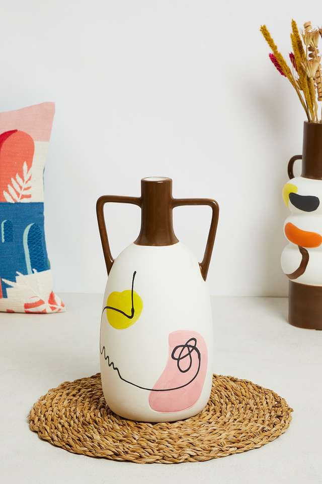 Bold-Boho-Long-Neck-Handpainted-Vase