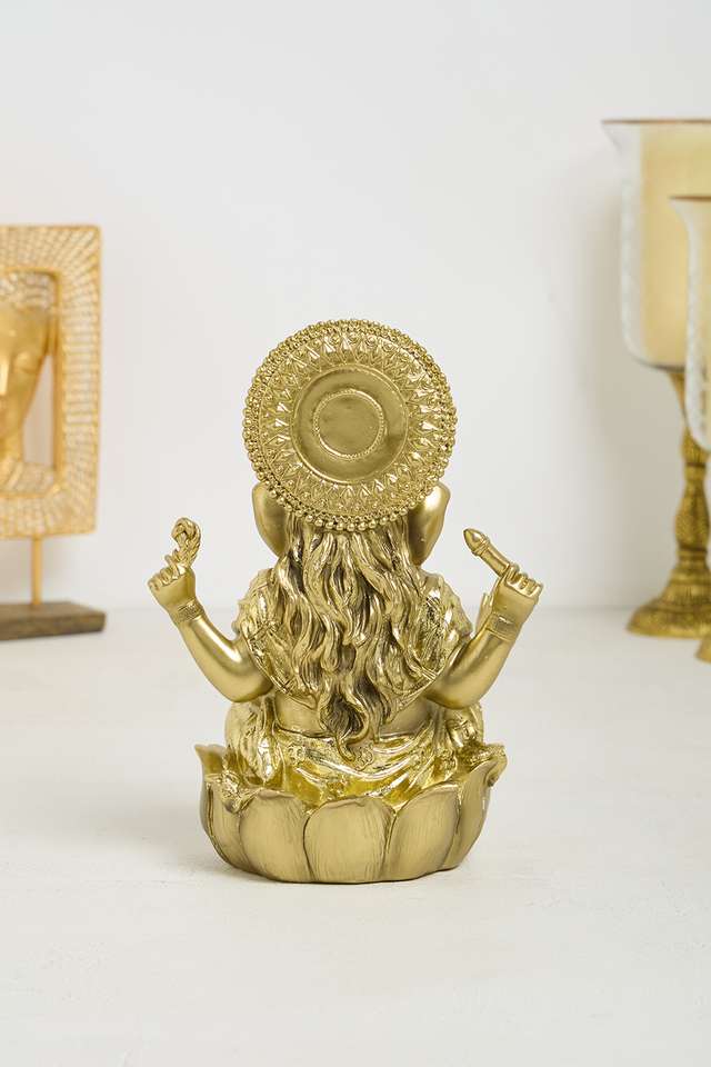 Glitz-Golden-Ganesha-On-Lotus-25-Cm