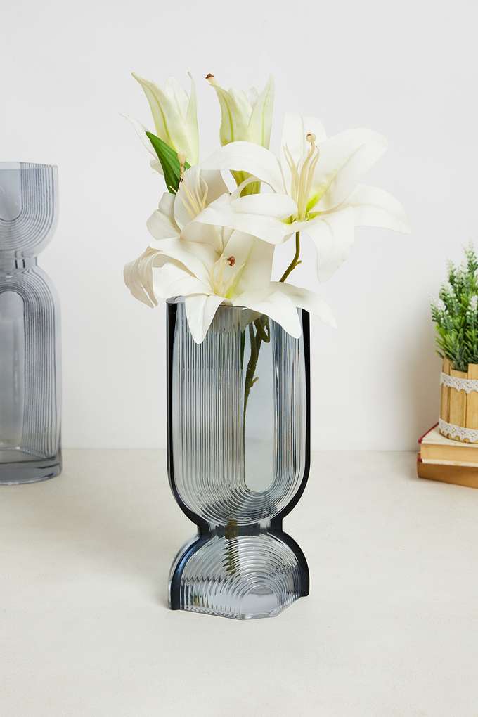 Modern-Totem-Grey-Glass-Vase-Tall
