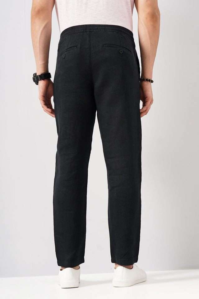 Solid-Linen-Straight-Fit-Men-s-Casual-Trousers