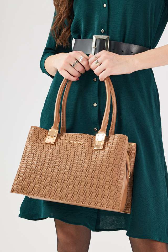 Lines-Texture-PU-Zipper-Closure-Women-s-Party-Wear-Tote-Bag