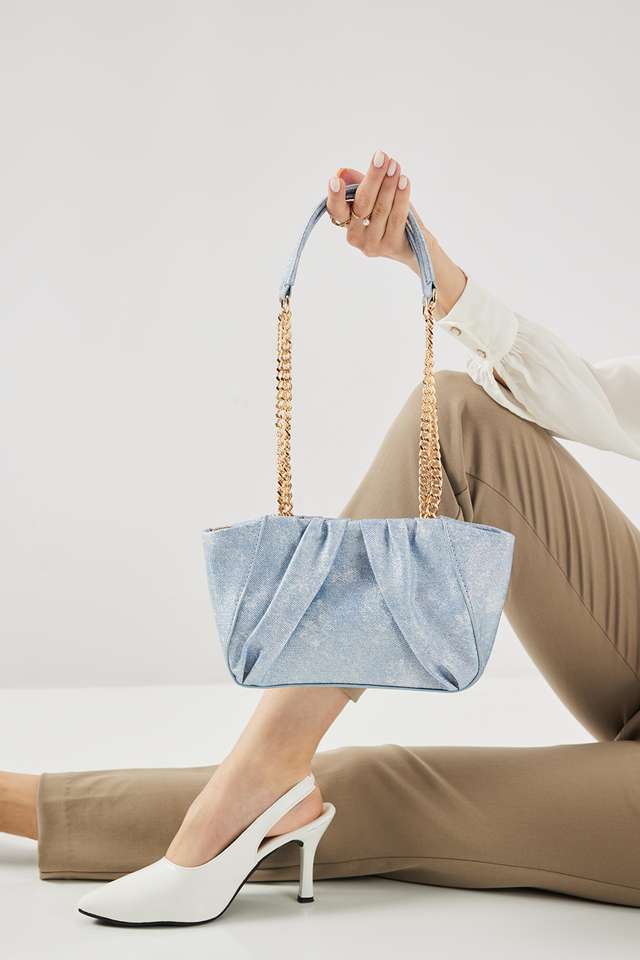 Denim-Splash-PU-Zipper-Closure-Women-s-Sling-Bag