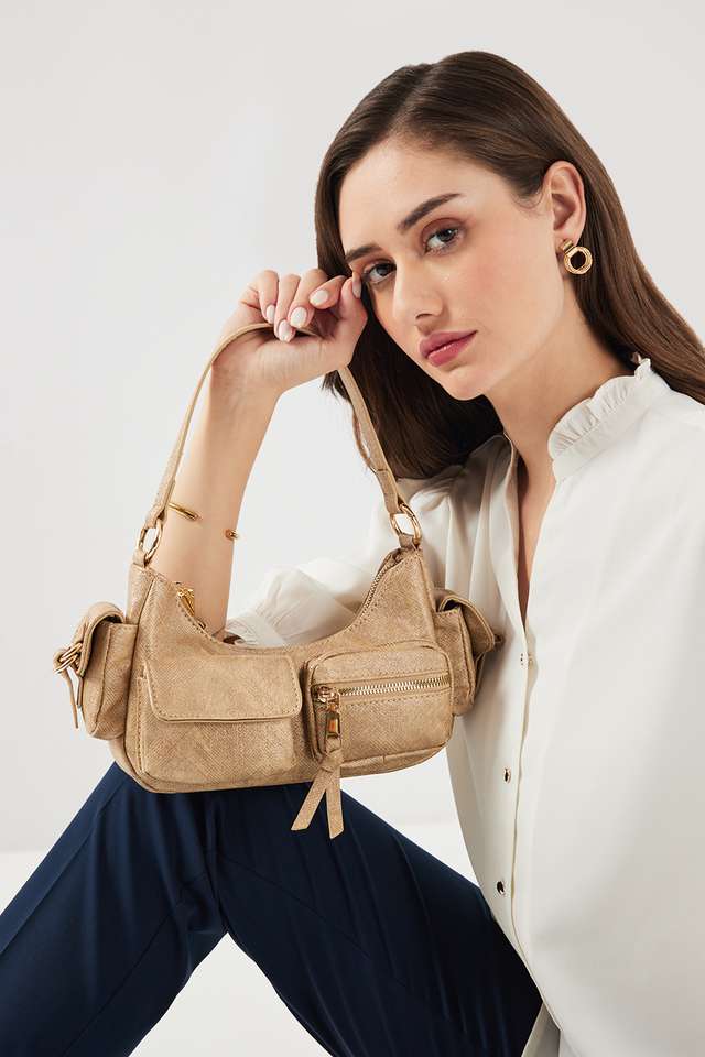 Denim-Splash-PU-Zipper-Closure-Women-s-Satchel-Bag