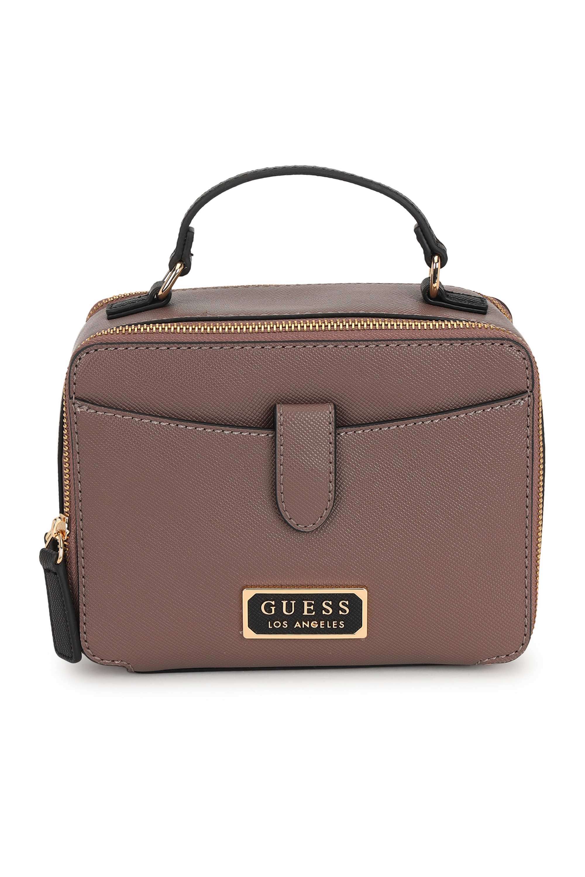 Bubu② J726 Buy GUESS Taupe Zipper Closure PU Women's Warlington Top Zip
