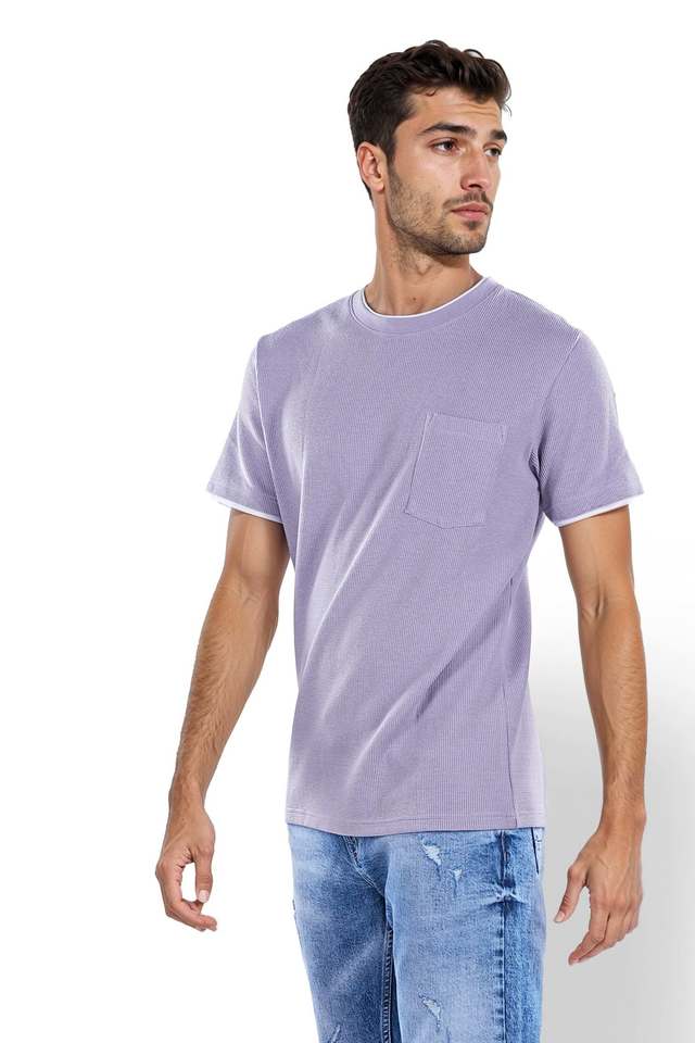 Solid-Cotton-Blend-Round-Neck-Men-s-T-Shirt