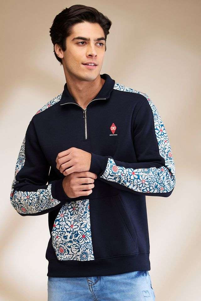 Solid-Cotton-High-Neck-Men-s-Sweatshirt