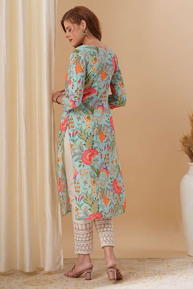 Printed-Cotton-Round-Neck-Women-s-Casual-Wear-Kurta