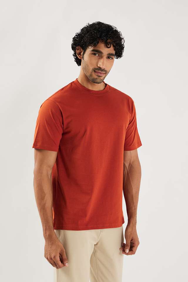 Solid-Cotton-Relaxed-Fit-Men-T-Shirt