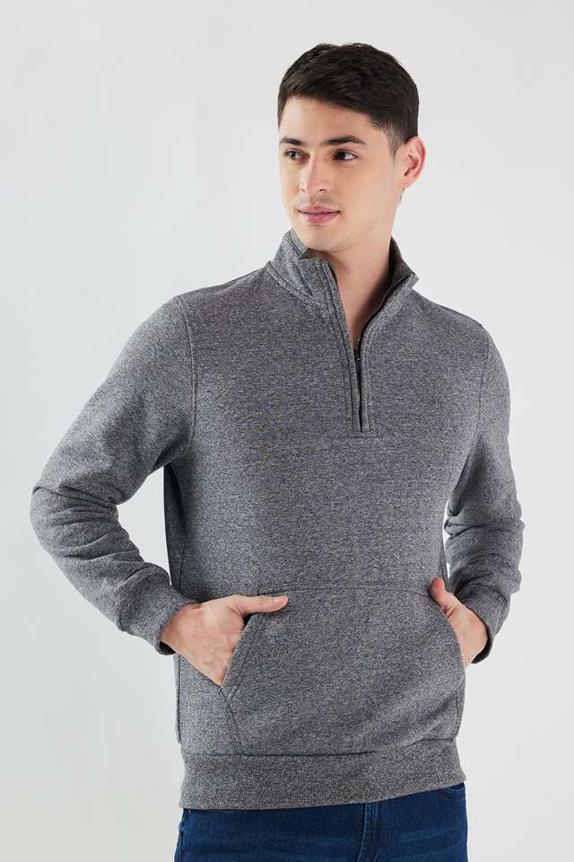 Blended-Fabric-Zipper-Regular-Fit-Men-Sweatshirt
