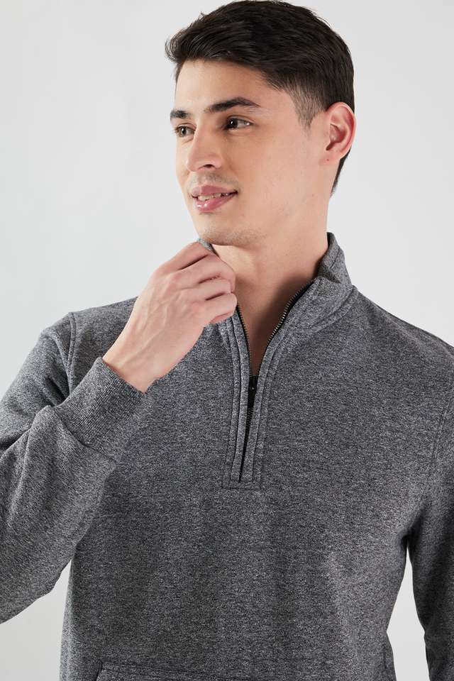 Blended-Fabric-Zipper-Regular-Fit-Men-Sweatshirt